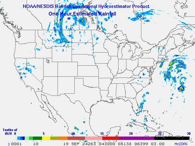 Hydro-Estimator - Contiguous United States - One Hour Estimated Rainfall Images