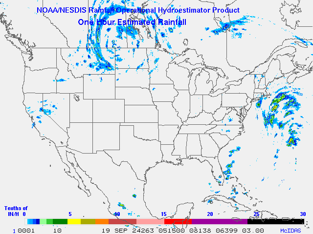 Hydro-Estimator - Contiguous United States - One Hour Estimated Rainfall Images