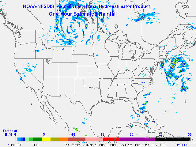 Hydro-Estimator - Contiguous United States - One Hour Estimated Rainfall Images