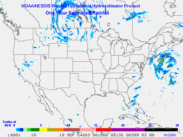 Hydro-Estimator - Contiguous United States - One Hour Estimated Rainfall Images