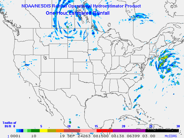 Hydro-Estimator - Contiguous United States - One Hour Estimated Rainfall Images