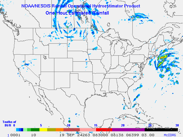 Hydro-Estimator - Contiguous United States - One Hour Estimated Rainfall Images