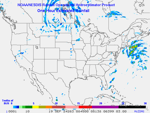 Hydro-Estimator - Contiguous United States - One Hour Estimated Rainfall Images