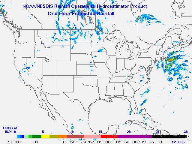 Hydro-Estimator - Contiguous United States - One Hour Estimated Rainfall Images