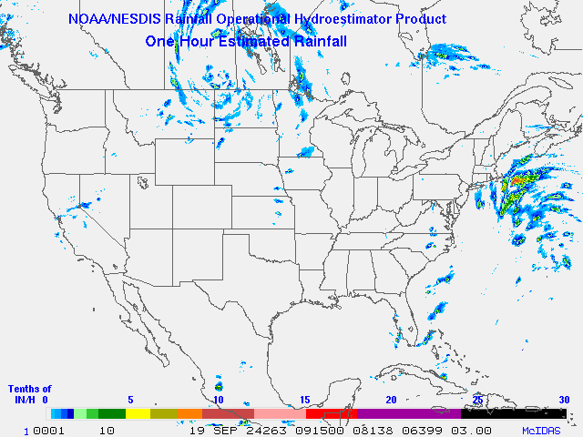 Hydro-Estimator - Contiguous United States - One Hour Estimated Rainfall Images