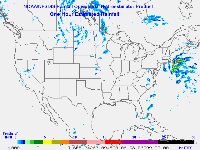 Hydro-Estimator - Contiguous United States - One Hour Estimated Rainfall Images