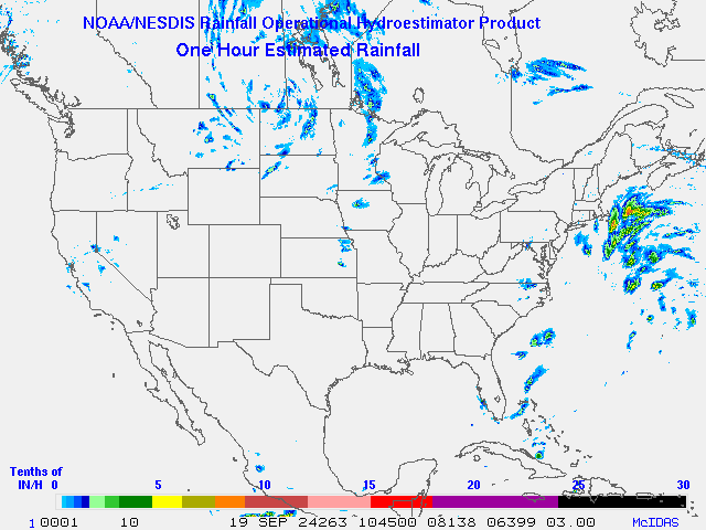 Hydro-Estimator - Contiguous United States - One Hour Estimated Rainfall Images