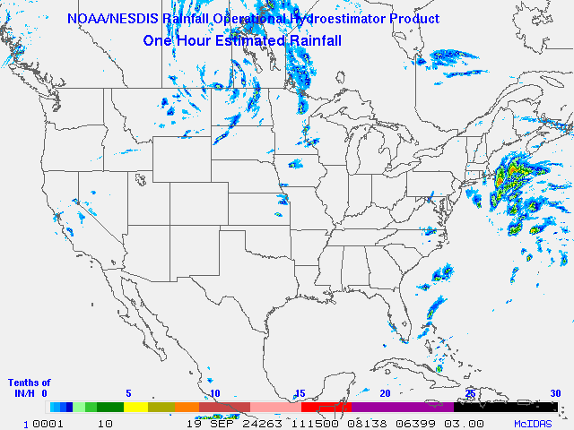 Hydro-Estimator - Contiguous United States - One Hour Estimated Rainfall Images