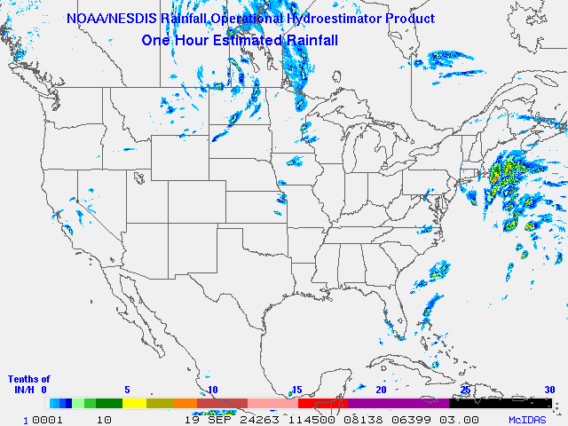 Hydro-Estimator - Contiguous United States - One Hour Estimated Rainfall Images