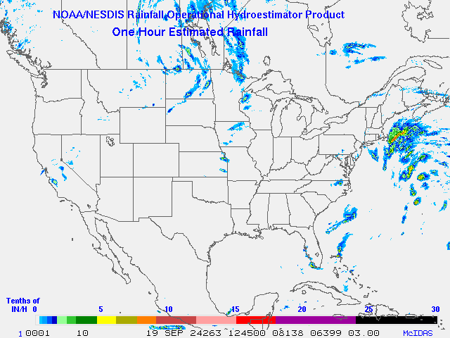 Hydro-Estimator - Contiguous United States - One Hour Estimated Rainfall Images