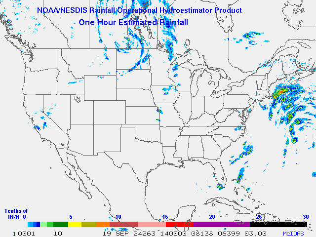 Hydro-Estimator - Contiguous United States - One Hour Estimated Rainfall Images