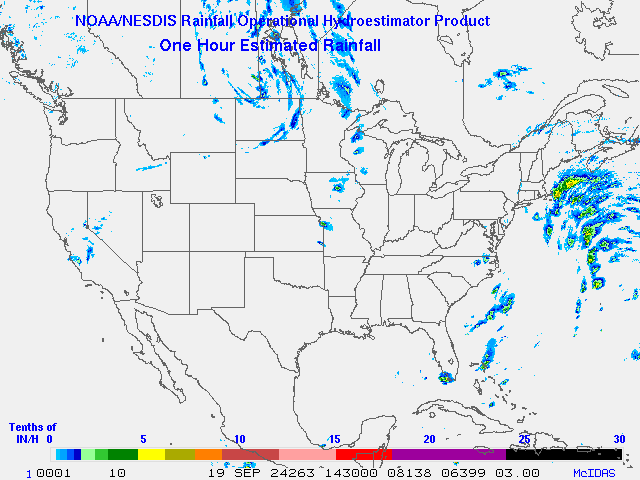 Hydro-Estimator - Contiguous United States - One Hour Estimated Rainfall Images