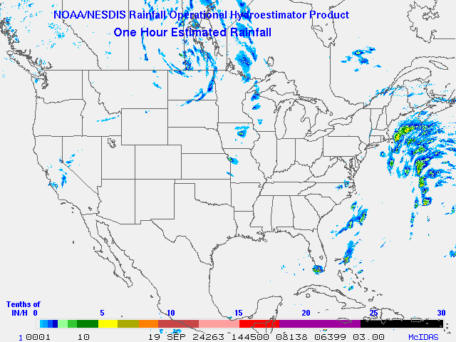 Hydro-Estimator - Contiguous United States - One Hour Estimated Rainfall Images