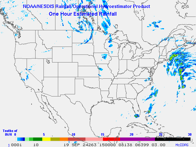 Hydro-Estimator - Contiguous United States - One Hour Estimated Rainfall Images