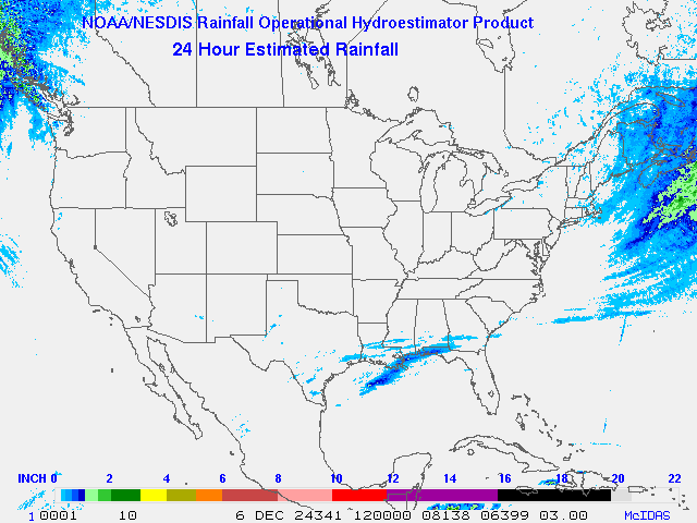 Hydro-Estimator - Contiguous United States - 24 Hour Estimated Rainfall Images