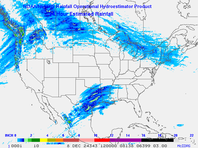 Hydro-Estimator - Contiguous United States - 24 Hour Estimated Rainfall Images