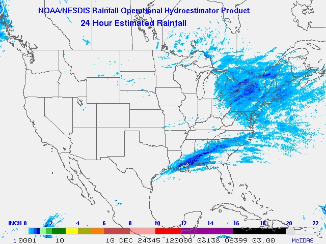 Hydro-Estimator - Contiguous United States - 24 Hour Estimated Rainfall Images