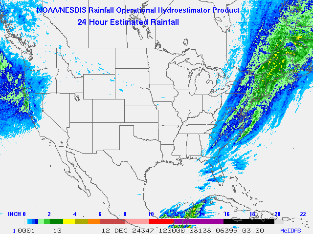 Hydro-Estimator - Contiguous United States - 24 Hour Estimated Rainfall Images