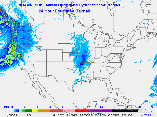 Hydro-Estimator - Contiguous United States - 24 Hour Estimated Rainfall Images