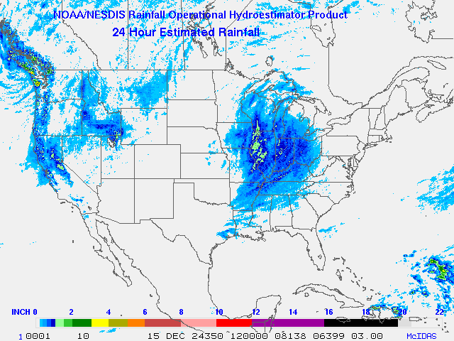 Hydro-Estimator - Contiguous United States - 24 Hour Estimated Rainfall Images