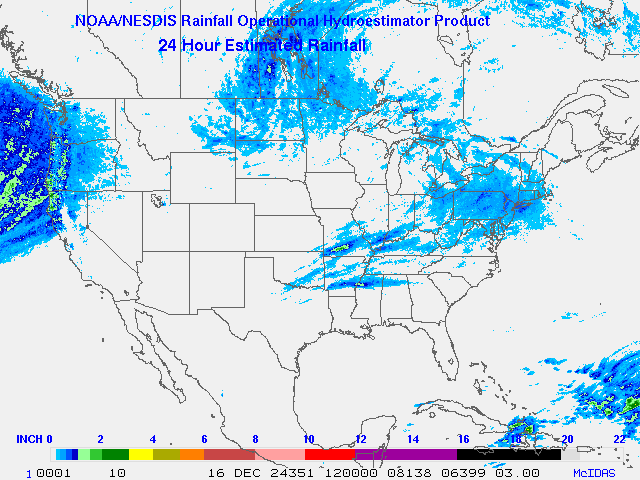 Hydro-Estimator - Contiguous United States - 24 Hour Estimated Rainfall Images