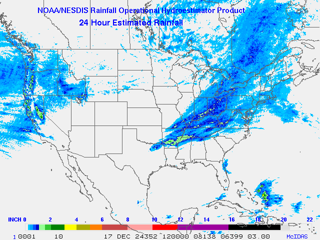 Hydro-Estimator - Contiguous United States - 24 Hour Estimated Rainfall Images