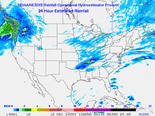 Hydro-Estimator - Contiguous United States - 24 Hour Estimated Rainfall Images