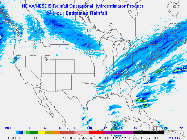 Hydro-Estimator - Contiguous United States - 24 Hour Estimated Rainfall Images