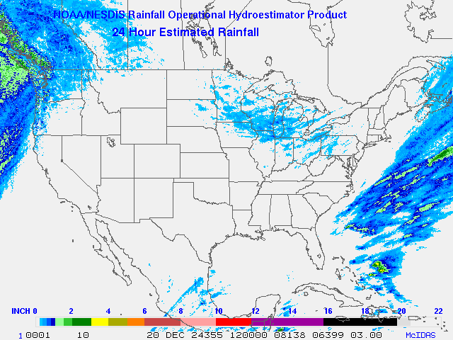 Hydro-Estimator - Contiguous United States - 24 Hour Estimated Rainfall Images