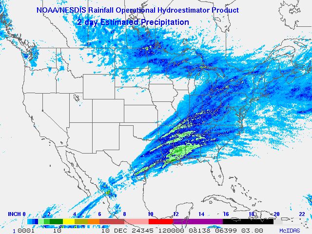 Hydro-Estimator - Contiguous United States - Two-Day Estimated Rainfall Images