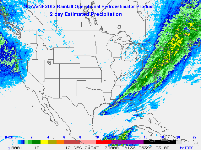 Hydro-Estimator - Contiguous United States - Two-Day Estimated Rainfall Images