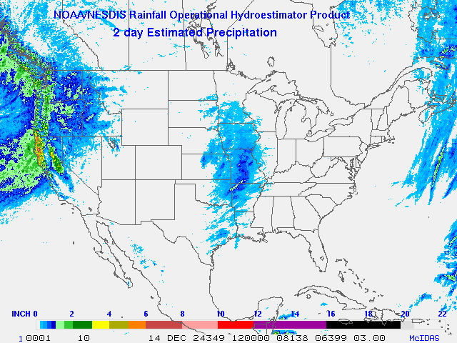 Hydro-Estimator - Contiguous United States - Two-Day Estimated Rainfall Images