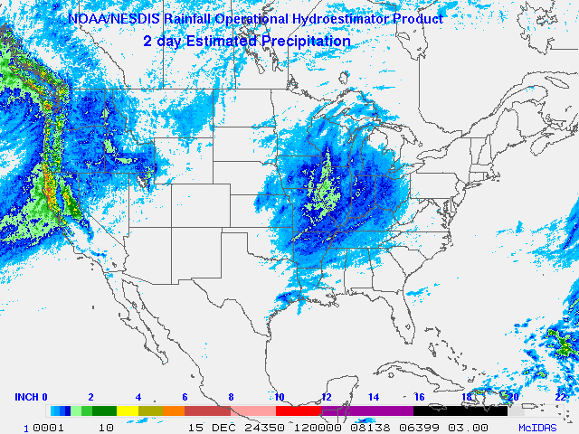 Hydro-Estimator - Contiguous United States - Two-Day Estimated Rainfall Images