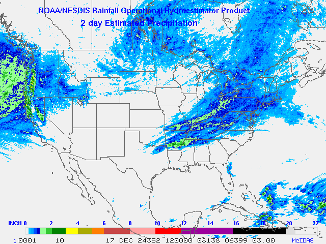 Hydro-Estimator - Contiguous United States - Two-Day Estimated Rainfall Images