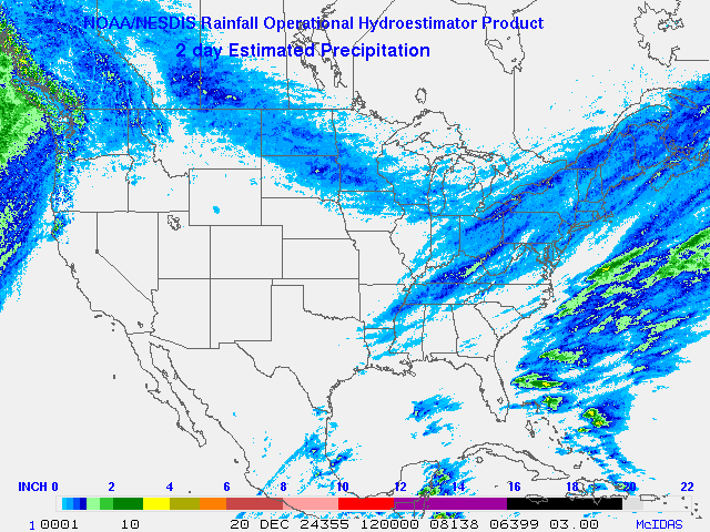 Hydro-Estimator - Contiguous United States - Two-Day Estimated Rainfall Images