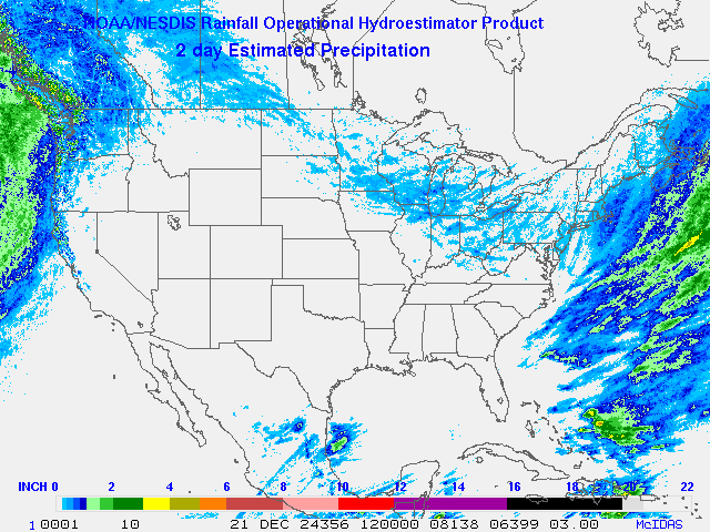 Hydro-Estimator - Contiguous United States - Two-Day Estimated Rainfall Images