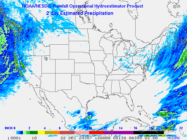 Hydro-Estimator - Contiguous United States - Two-Day Estimated Rainfall Images