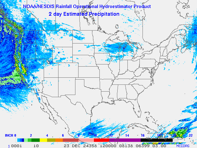 Hydro-Estimator - Contiguous United States - Two-Day Estimated Rainfall Images