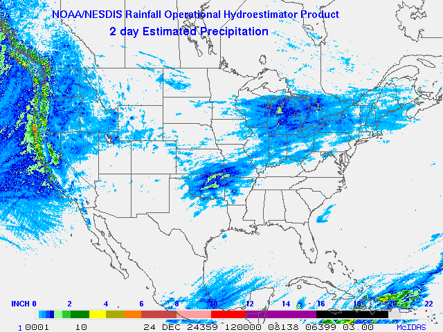 Hydro-Estimator - Contiguous United States - Two-Day Estimated Rainfall Images