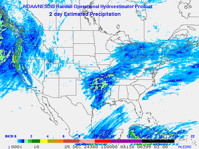 Hydro-Estimator - Contiguous United States - Two-Day Estimated Rainfall Images