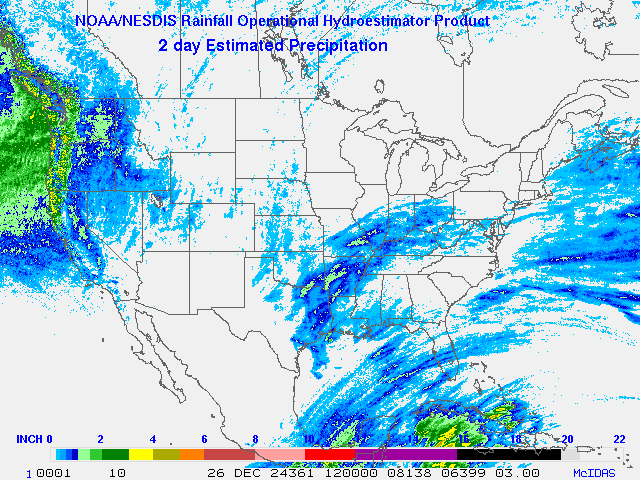 Hydro-Estimator - Contiguous United States - Two-Day Estimated Rainfall Images