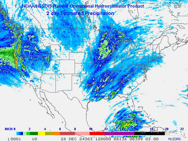 Hydro-Estimator - Contiguous United States - Two-Day Estimated Rainfall Images