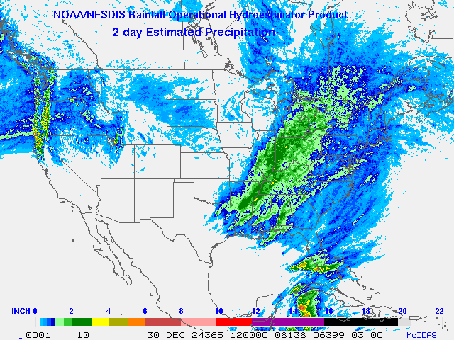 Hydro-Estimator - Contiguous United States - Two-Day Estimated Rainfall Images