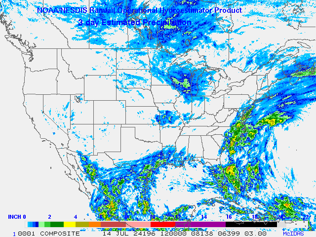Hydro-Estimator - Contiguous United States - Three-Day Estimated Rainfall Images