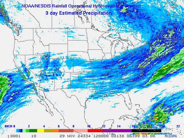 Hydro-Estimator - Contiguous United States - Three-Day Estimated Rainfall Images