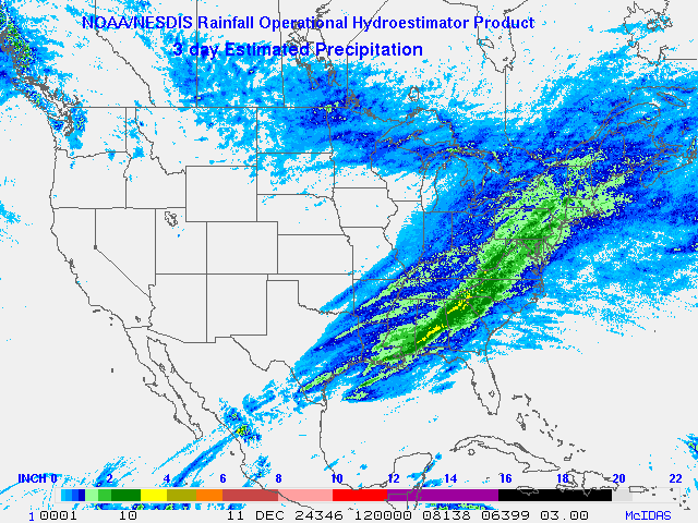 Hydro-Estimator - Contiguous United States - Three-Day Estimated Rainfall Images