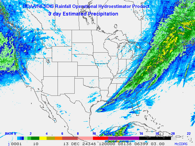 Hydro-Estimator - Contiguous United States - Three-Day Estimated Rainfall Images