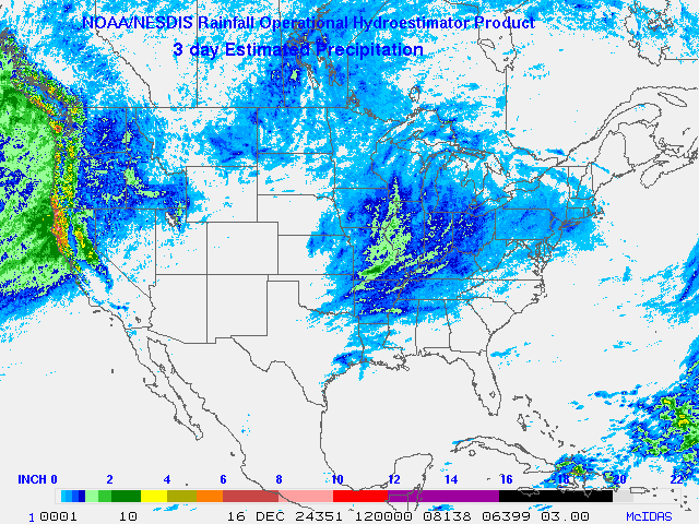 Hydro-Estimator - Contiguous United States - Three-Day Estimated Rainfall Images