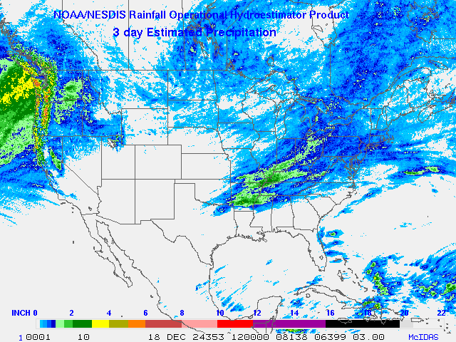 Hydro-Estimator - Contiguous United States - Three-Day Estimated Rainfall Images