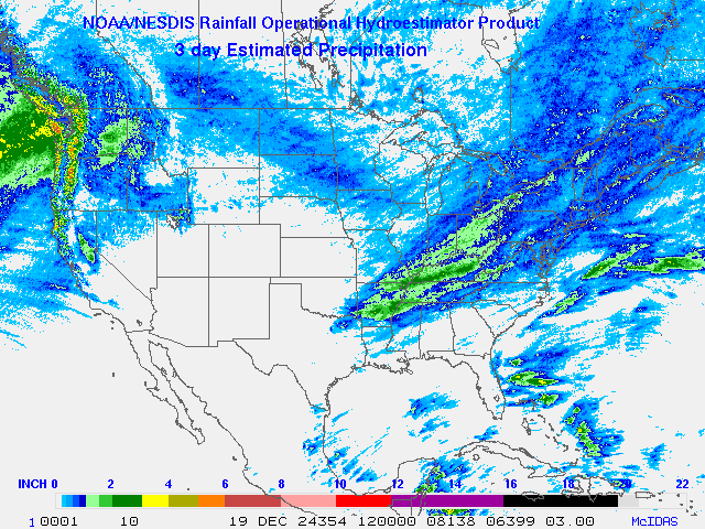 Hydro-Estimator - Contiguous United States - Three-Day Estimated Rainfall Images